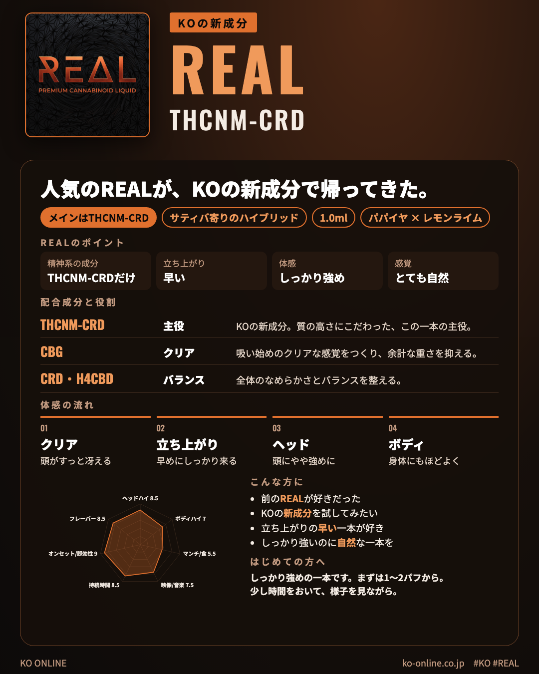 REAL 成分と体感の説明